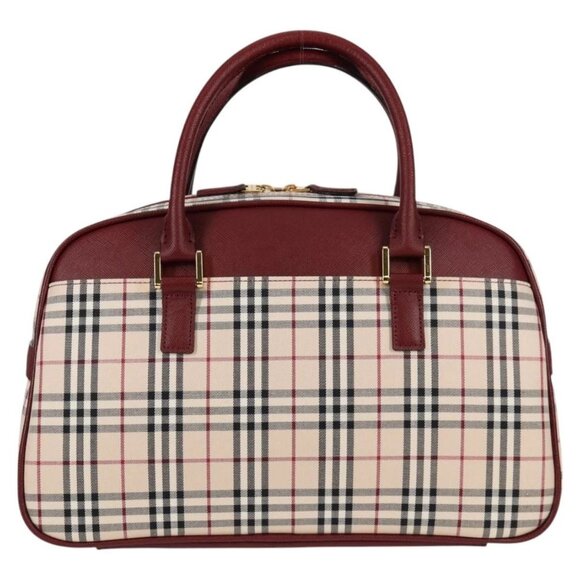 BURBERRY Nova Check Hand Bag Canvas Beige Gold Auth am8511V - Picture 2 of 16